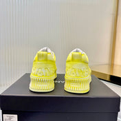 CHANEL 26S LOW-TOP SNEAKERS IN LIGHT YELLOW GRAFFITI PATTERN CALFSKIN