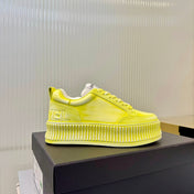 CHANEL 26S LOW-TOP SNEAKERS IN LIGHT YELLOW GRAFFITI PATTERN CALFSKIN