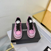CHANEL 26S LOW-TOP SNEAKERS IN PURPLE PINK GRAFFITI PATTERN CALFSKIN