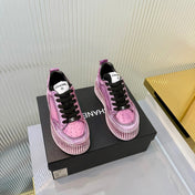 CHANEL 26S LOW-TOP SNEAKERS IN PURPLE PINK GRAFFITI PATTERN CALFSKIN