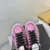 CHANEL 26S LOW-TOP SNEAKERS IN PURPLE PINK GRAFFITI PATTERN CALFSKIN