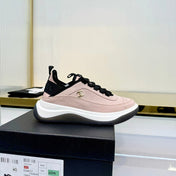 CHANEL 26S PLATFORM SNEAKERS IN LIGHT PINK SUEDE WITH CC LOGO