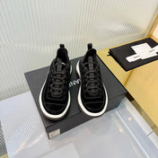 CHANEL 26S PLATFORM SNEAKERS IN BLACK SUEDE WITH CC LOGO
