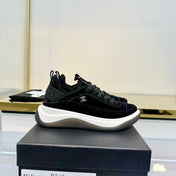 CHANEL 26S PLATFORM SNEAKERS IN BLACK SUEDE WITH CC LOGO