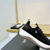 CHANEL 26S PLATFORM SNEAKERS IN BLACK SUEDE WITH CC LOGO