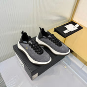 CHANEL 26S PLATFORM SNEAKERS IN GREY SUEDE WITH CC LOGO