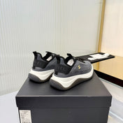 CHANEL 26S PLATFORM SNEAKERS IN GREY SUEDE WITH CC LOGO
