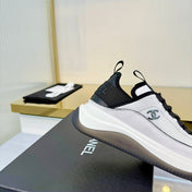 CHANEL 26S PLATFORM SNEAKERS IN WHITE SUEDE AND FABRIC WITH CC LOGO
