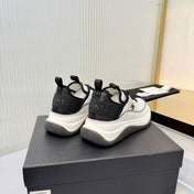 CHANEL 26S PLATFORM SNEAKERS IN WHITE SUEDE AND FABRIC WITH CC LOGO