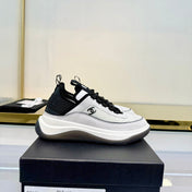 CHANEL 26S PLATFORM SNEAKERS IN WHITE SUEDE AND FABRIC WITH CC LOGO