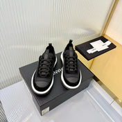 CHANEL 26S PLATFORM SNEAKERS IN BLACK CALFSKIN WITH CC LOGO
