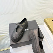 CHANEL 26S PLATFORM MARY JANE SHOES IN BLACK LAMBSKIN
