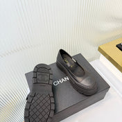CHANEL 26S PLATFORM MARY JANE SHOES IN BLACK LAMBSKIN