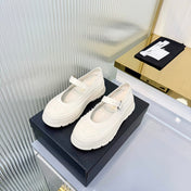 CHANEL 26S PLATFORM MARY JANE SHOES IN WHITE LAMBSKIN