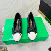 CHANEL 26S FLAT SHOES IN TEAL AND BLACK LEOPARD PRINT PONY HAIR