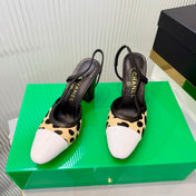 CHANEL 26S HIGH-HEEL SLINGBACKS 70 MM IN WHITE PATENT CALFSKIN WITH CREAM WHITE PONY HAIR