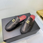 CHANEL 26S LOAFER MULES IN BLACK CALFSKIN WITH CC LOGO