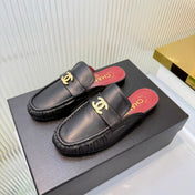 CHANEL 26S LOAFER MULES IN BLACK CALFSKIN WITH CC LOGO