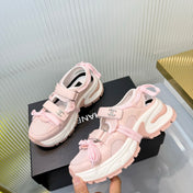 CHANEL 26S VELCRO SNEAKERS IN LIGHT PINK CALFSKIN WITH BOW