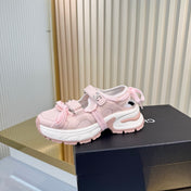 CHANEL 26S VELCRO SNEAKERS IN LIGHT PINK CALFSKIN WITH BOW