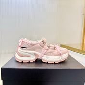 CHANEL 26S VELCRO SNEAKERS IN LIGHT PINK CALFSKIN WITH BOW