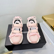 CHANEL 26S VELCRO SNEAKERS IN LIGHT PINK CALFSKIN WITH BOW