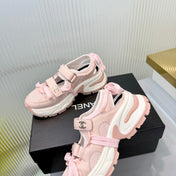 CHANEL 26S VELCRO SNEAKERS IN LIGHT PINK CALFSKIN WITH BOW