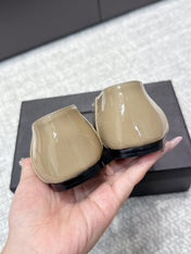 YSL 25S FLAT SHOES IN DARK BEIGE LAMBSKIN