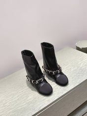 CHANEL 25S CALF-LENGTH BOOTS 45MM IN BLACK CALFSKIN GOLD HARDWARE