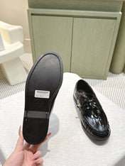CELINE 26S LACE-UP LOAFERS IN BLACK GLOSSY CALFSKIN