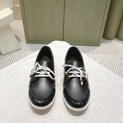 CELINE 26S LACE-UP LOAFERS IN BLACK CALFSKIN