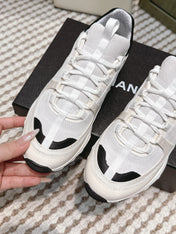 CHANEL 25S LUXURY SNEAKERS IN WHITE CALFSKIN AND SUEDE