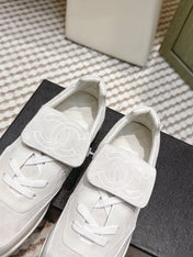 CHANEL 25S SNEAKERS 35MM IN GREIGE SUEDE WITH VELCRO STRAPS