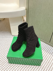 BOTTEGA VENETA 26S INTRECCIATO BOOTS 70 MM IN BLACK SUEDE