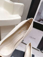 CHANEL 26S HIGH HEELS 95 MM IN WHITE CALFSKIN WITH GOLD-TONE CC LOGO