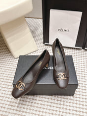 CHANEL 26S HIGH HEELS 75 MM IN DARK BROWN CALFSKIN WITH GOLD-TONE CC LOGO