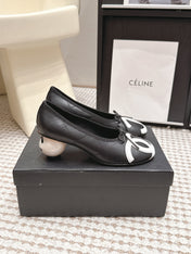 CHANEL 26S PEARL HIGH HEELS 55 MM IN BLACK CALFSKIN WITH WHITE CC LOGO
