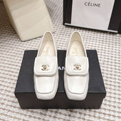 CHANEL 26S LOAFERS IN WHITE CALFSKIN WITH GOLD-TONE CC LOGO