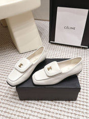 CHANEL 26S LOAFERS IN WHITE CALFSKIN WITH GOLD-TONE CC LOGO