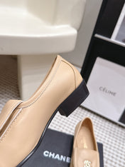 CHANEL 26S LOAFERS IN BEIGE CALFSKIN WITH GOLD-TONE CC LOGO