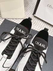 CHANEL 26S PLATFORM SNEAKERS 30 MM IN WHITE SUEDE WITH BLACK FABRIC
