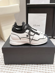 CHANEL 26S PLATFORM SNEAKERS 30 MM IN WHITE SUEDE WITH BLACK FABRIC