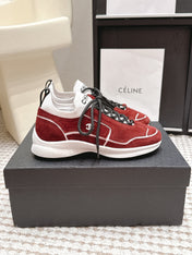 CHANEL 26S PLATFORM SNEAKERS 30 MM IN RED SUEDE WITH WHITE FABRIC