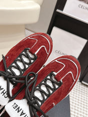 CHANEL 26S PLATFORM SNEAKERS 30 MM IN RED SUEDE WITH WHITE FABRIC