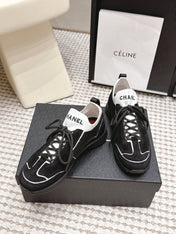 CHANEL 26S PLATFORM SNEAKERS 30 MM IN BLACK SUEDE WITH WHITE FABRIC