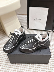 CHANEL 26S PLATFORM SNEAKERS 30 MM IN BLACK CALFSKIN WITH WHITE FABRIC