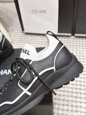 CHANEL 26S PLATFORM SNEAKERS 30 MM IN BLACK CALFSKIN WITH WHITE FABRIC
