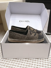 CHANEL 26S SLIP ONS IN GOLD BRONZE MIX BLACK FABRIC