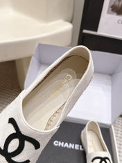 CHANEL 26S ESPADRILLE SLIP-ONS IN WHITE MIX BLACK SUEDE
