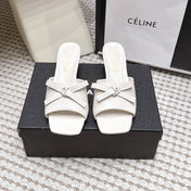 CHANEL 26S SQUARE TOE HIGH HEEL SANDALS IN OFF WHITE CALFSKIN